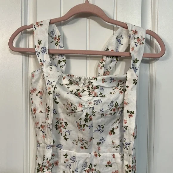 Reformation Sanford Linen Dress Size 4 White Floral - Picture 3 of 10